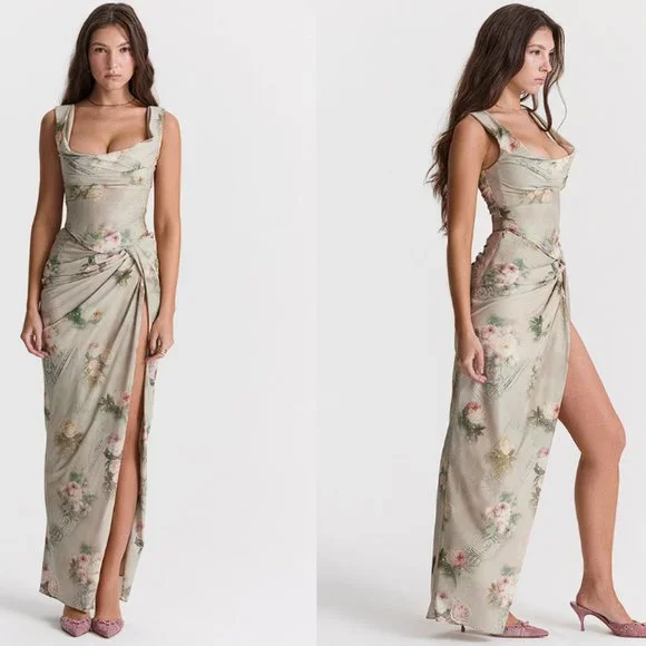 House of CB 'Vesper' Vintage Floral Maxi Skirt NWT - Picture 4 of 10